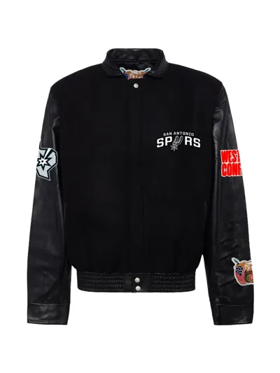 Jeff Hamilton San Antonio Spurs Logo-patch Bomber Jacket In Black