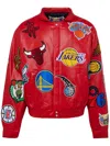 Jeff Hamilton Nba Wool Leather-trim Jacket In 红色