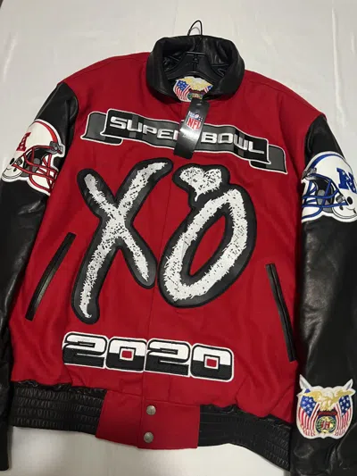 Pre-owned Jeff Hamilton X Nfl Signed By The Weeknd X Jeff Hamilton Xo Super Bowl Jacket In Red