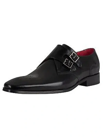 Pre-owned Jeffery-west Jeffery West Men's Polished Buckle Leather Shoes, Black