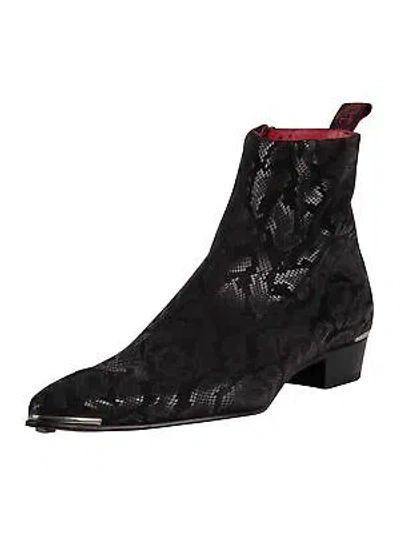 Pre-owned Jeffery West Men's Zip Chelsea Leather Boots, Black