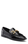 Jeffrey Campbell Addie Bit Loafer In Black Crinkle Patent Gold