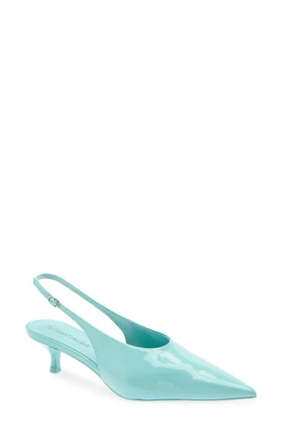 Jeffrey Campbell Adriatica Slingback Pointed Toe Kitten Heel Pump In Mint Patent