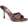 Jeffrey Campbell Agent Slide Sandal In Beige Black Cheetah Satin