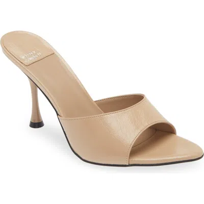 Jeffrey Campbell Agent Slide Sandal In Beige Crinkle Patent