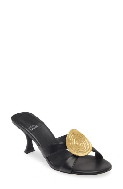 Jeffrey Campbell Alcmene Slide Sandal In Black Gold