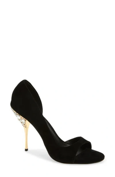 Jeffrey Campbell Alluria Crystal Heel Sandal In Black