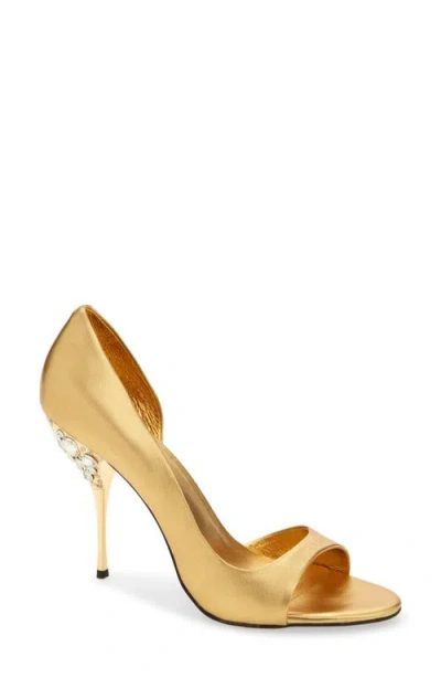 Jeffrey Campbell Alluria Crystal Heel Sandal In Gold