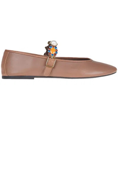 Jeffrey Campbell Amarissa Leather Ballerinas In Brown