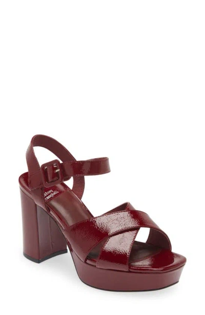 Jeffrey Campbell Amma Platform Slingback Sandal In Burgundy Crinkle Patent