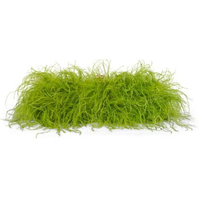 Jeffrey Campbell Animal Feather Clutch In Green