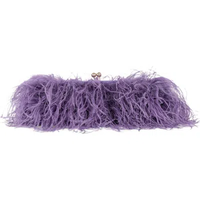 Jeffrey Campbell Animal Feather Clutch In Purple