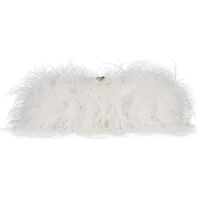 Jeffrey Campbell Animal Feather Clutch In White
