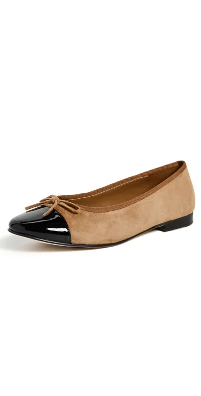 Jeffrey Campbell Arabesque Flats Beige Suede Black Combo In Brown