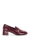 Jeffrey Campbell Women's Archives Block Heel Loafers In Red Pat Gold