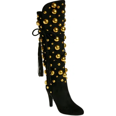 Jeffrey Campbell Ariadne Over The Knee Boot In Black Suede Bronze