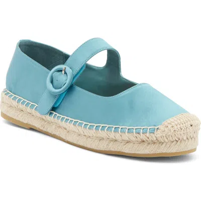 Jeffrey Campbell Ariele Mary Jane Espadrille In Pastel Turquoise Satin