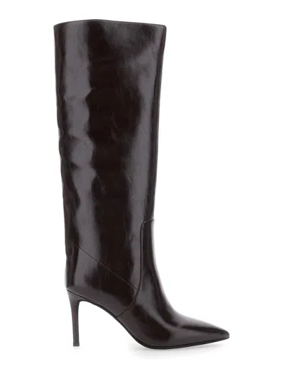 Jeffrey Campbell Arsen Boot Leather Ankle Boots With Medium Heel And Back Zip In Black
