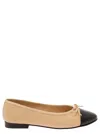 JEFFREY CAMPBELL BEIGE BALLET FLATS WITH CONTRASTING TOE AND BOW IN LEATHER WOMAN