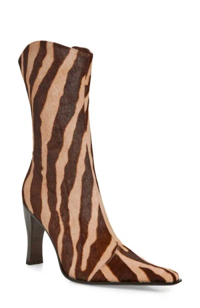 Jeffrey Campbell Be Bold Genuine Calf Hair Boot In Beige Brown Zebra Calf Hair