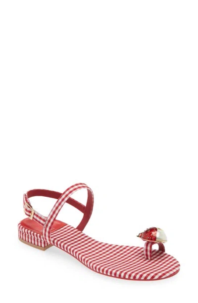 Jeffrey Campbell Beeanca Sandal In Red White Gingham Combo