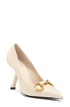 Jeffrey Campbell Bellz Bit Pointed Toe Pump In Ivory Crinkle Patent