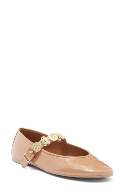 Jeffrey Campbell Bequest Ballet Flat In Natural Crinkle Patent
