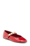 Jeffrey Campbell Bequest Ballet Flat In Red Crinkle Patent