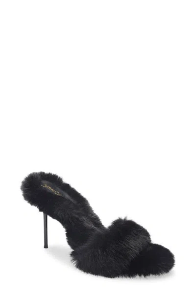 Jeffrey Campbell Big Mama Faux Fur Sandal In Black