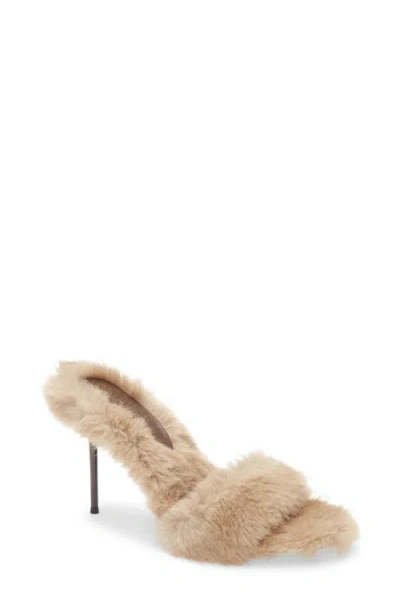 Jeffrey Campbell Big Mama Faux Fur Sandal In Neutral