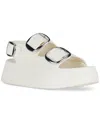 Jeffrey Campbell Blithe Flatform Footbed Sandals In Cream,silver