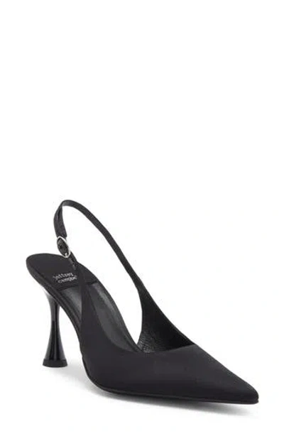 Jeffrey Campbell Boardroom Slingback Pump In Black Satin
