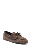 Jeffrey Campbell Boast Boat Shoe In Tan Black Cheetah Suede