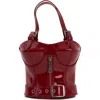 Jeffrey Campbell Bodice Leather Handbag In Cherry Red Patent
