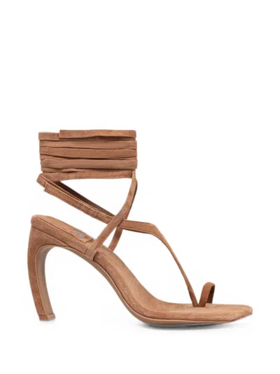 Jeffrey Campbell Bon-bon Lace-up Suede Sandals In Brown
