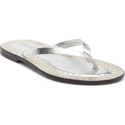 Jeffrey Campbell Bonez Flip Flop In Silver