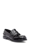 Jeffrey Campbell Books Penny Loafer In Black Crinkle Patent