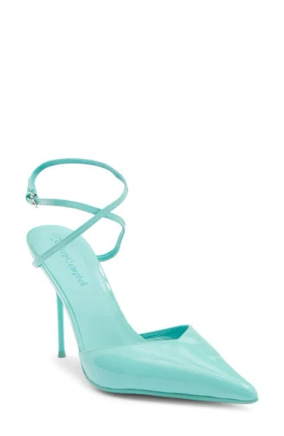 Jeffrey Campbell Bordeaux Ankle Strap Pointed Toe Pump In Mint Patent