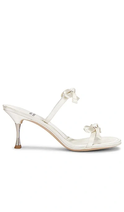 Jeffrey Campbell Bow-bow Sandal In White Satin Silver