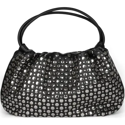 Jeffrey Campbell Brat Leather Shoulder Bag In Black Silver