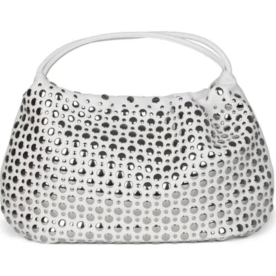 Jeffrey Campbell Brat Leather Shoulder Bag In White Silver