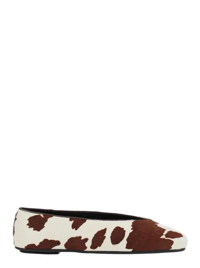 JEFFREY CAMPBELL BROWN BALLET SHOES WITH ANIMALIER PRINT IN TECH FABRIC WOMAN