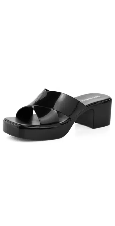 Jeffrey Campbell Bubblegum Jelly Block Sandals Black Shiny