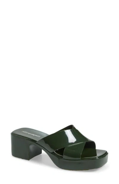 Jeffrey Campbell Bubblegum Platform Sandal In Dark Khaki Shiny