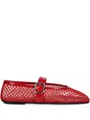 Jeffrey Campbell Buckle-fastening Mesh Ballet Flats In Red