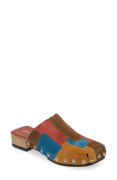 Jeffrey Campbell Calceus Patchwork Clog In Neutral Suede Multi
