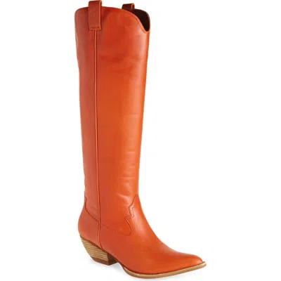Jeffrey Campbell Calvera Knee-high Boot In Orange Sanded