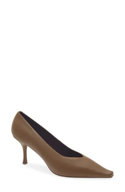 Jeffrey Campbell Campaign Leather Pointed Toe Pump In Brown