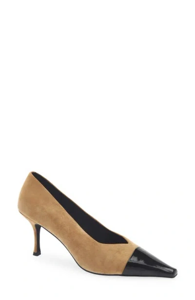 Jeffrey Campbell Campaign-c Leather Cap Toe Pump In Brown