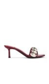Jeffrey Campbell Capture Sandals In Cherry Red Patent Silver